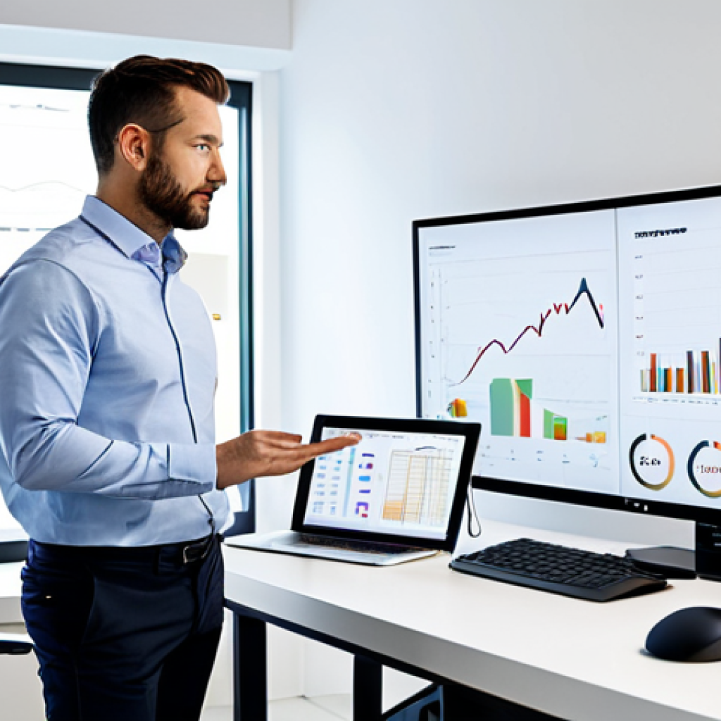 A professional male entrepreneur, mid-30s, in a modest business casual shirt and dark trousers, fully clothed, standing confidently in a modern, minimalist startup office. He is looking at a large wall-mounted screen displaying dynamic data visualizations and charts, with a laptop open on a clean desk. The scene emphasizes lean experimentation and data-driven insights. Natural pose, perfect anatomy, correct proportions, well-formed hands, proper finger count, natural body proportions. Professional photography, high-quality, safe for work, appropriate content, professional.