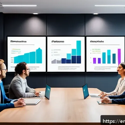 Home 14 스타트업 마케팅 분야 이직 - A detailed portfolio presentation scene showing a marketer confidently presenting a digital dashboar...